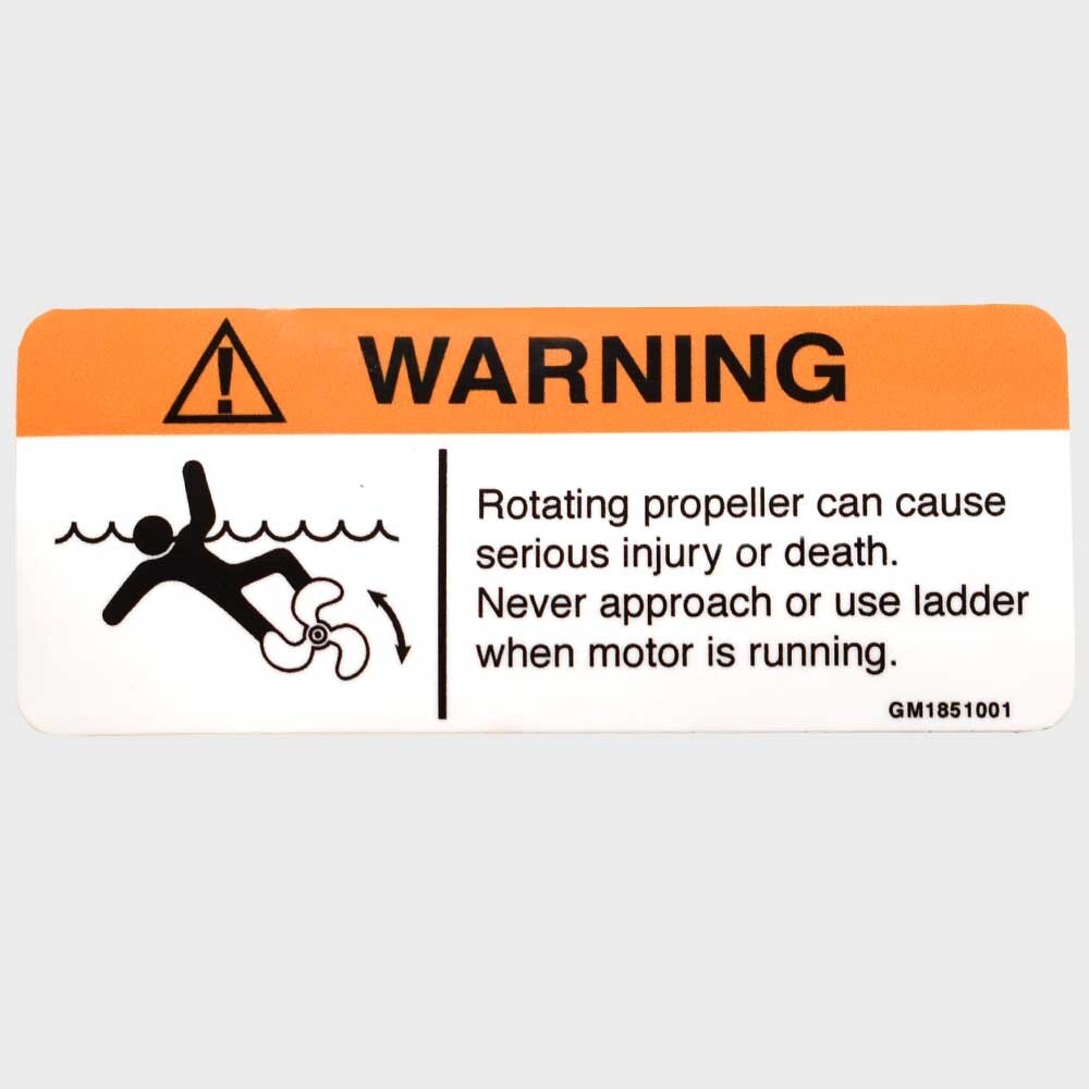 Boat Propeller Warning Decal 4 1/2 x 1 3/4 Inch