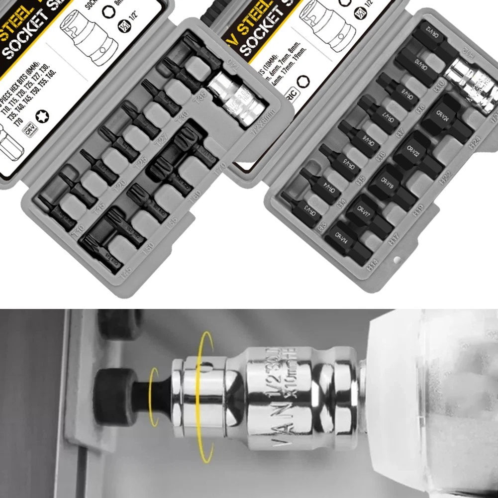 Diverse Applications 14pcs Hand Tool Hex Bit Sockets In Organizer Case