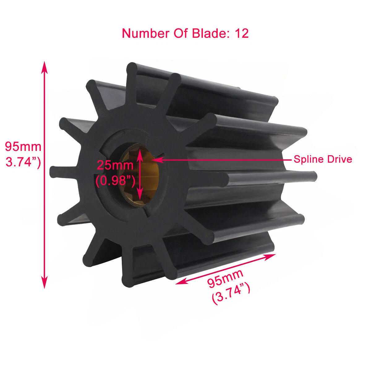 Flexible Impeller For Jabsco 17938-0001 Cef 500163 Volvo 3830459