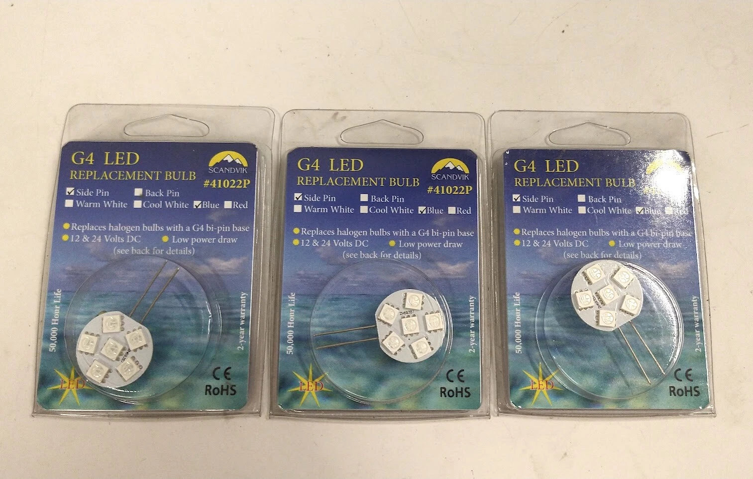 Scandvik - 41022p - G4 Led Replacement Bulb - Blue (3 Pack)