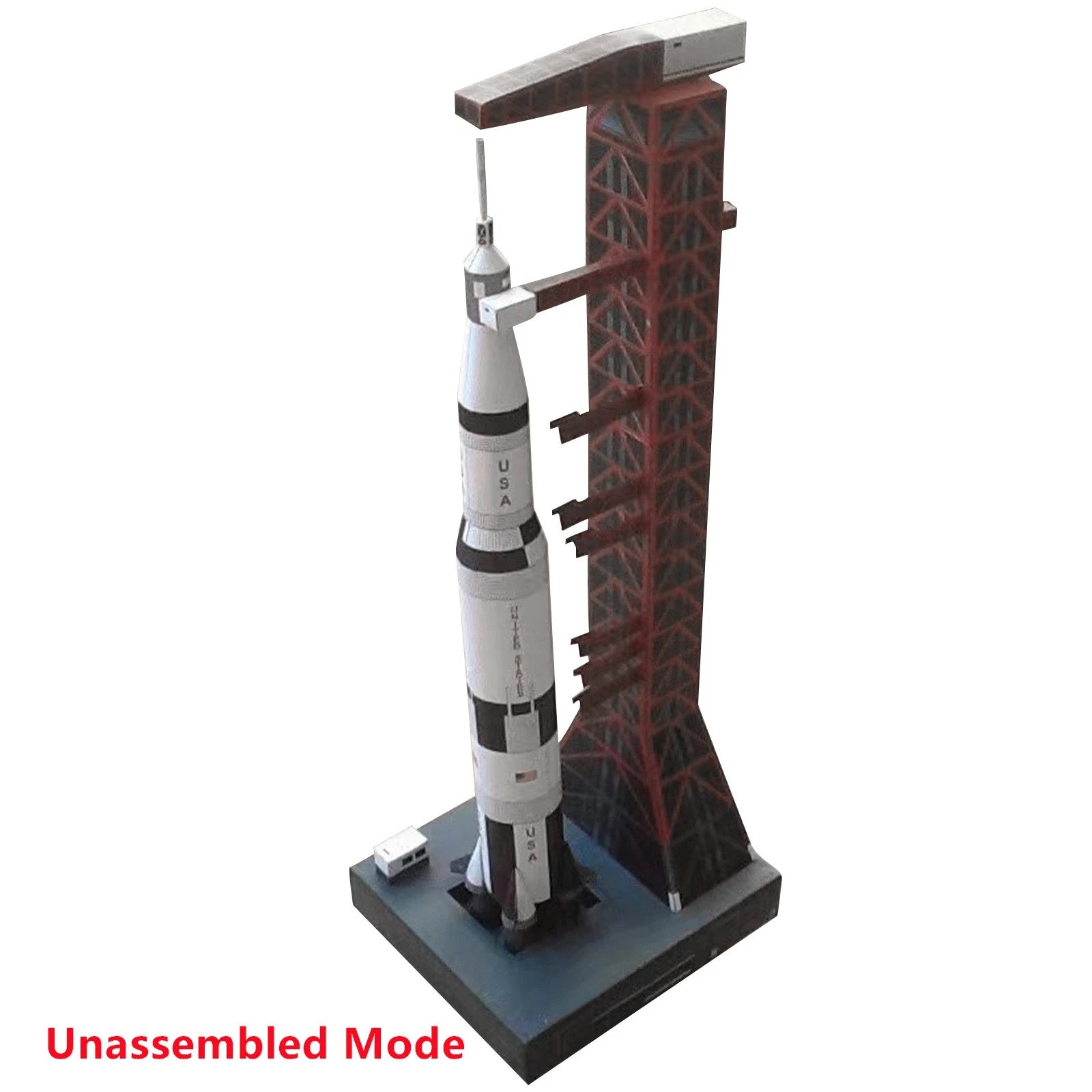 1:300 33cm Uss Saturn V Rocket&launch Pad Paper Model Handmade Gift