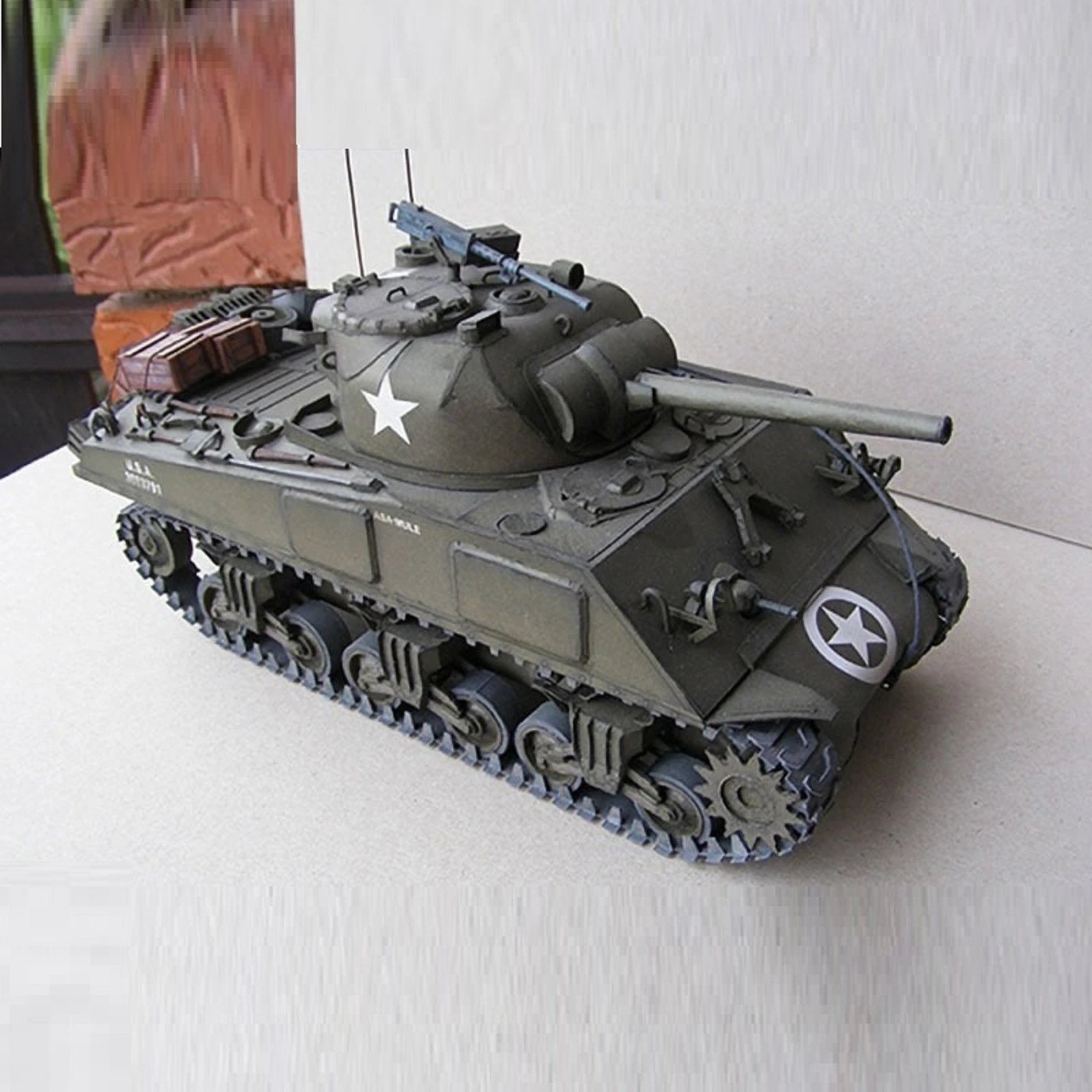 Unassembled 1/25 Usa Sherman M4a3 Tank Paper Model Military Tank