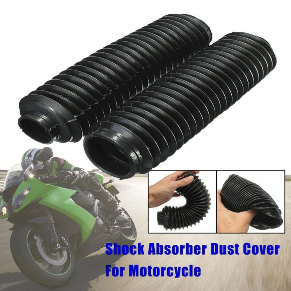1pair Black Motorcycle Front Fork Rubber Gaiters Boots For Cqr