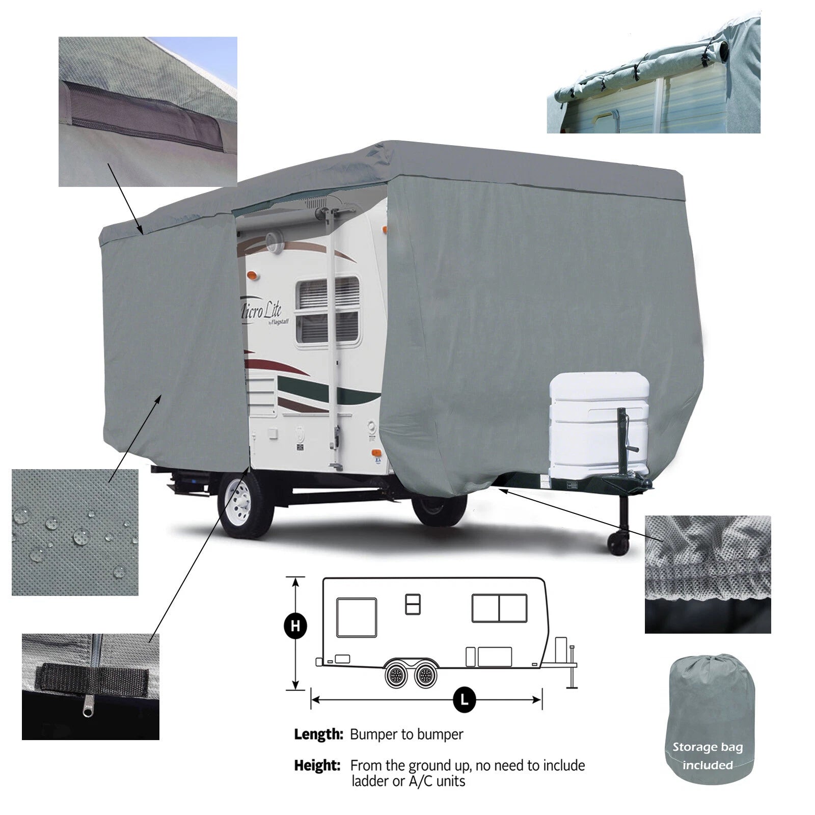 Deluxe Serro Scotty Sportsman 10' Travel Trailer Camper Cover W/