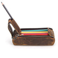 Genuine Leather Zipper Pen Pencil Case Bag Handmade Vintage Retro