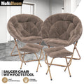 2-Piece Folding Saucer Moon Chair Home Soft Faux Fur Ov