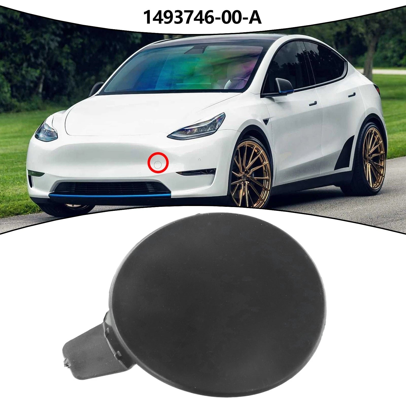 Front Bumper Tow Hook Towing Eye Cover Cap Fit For Tesla