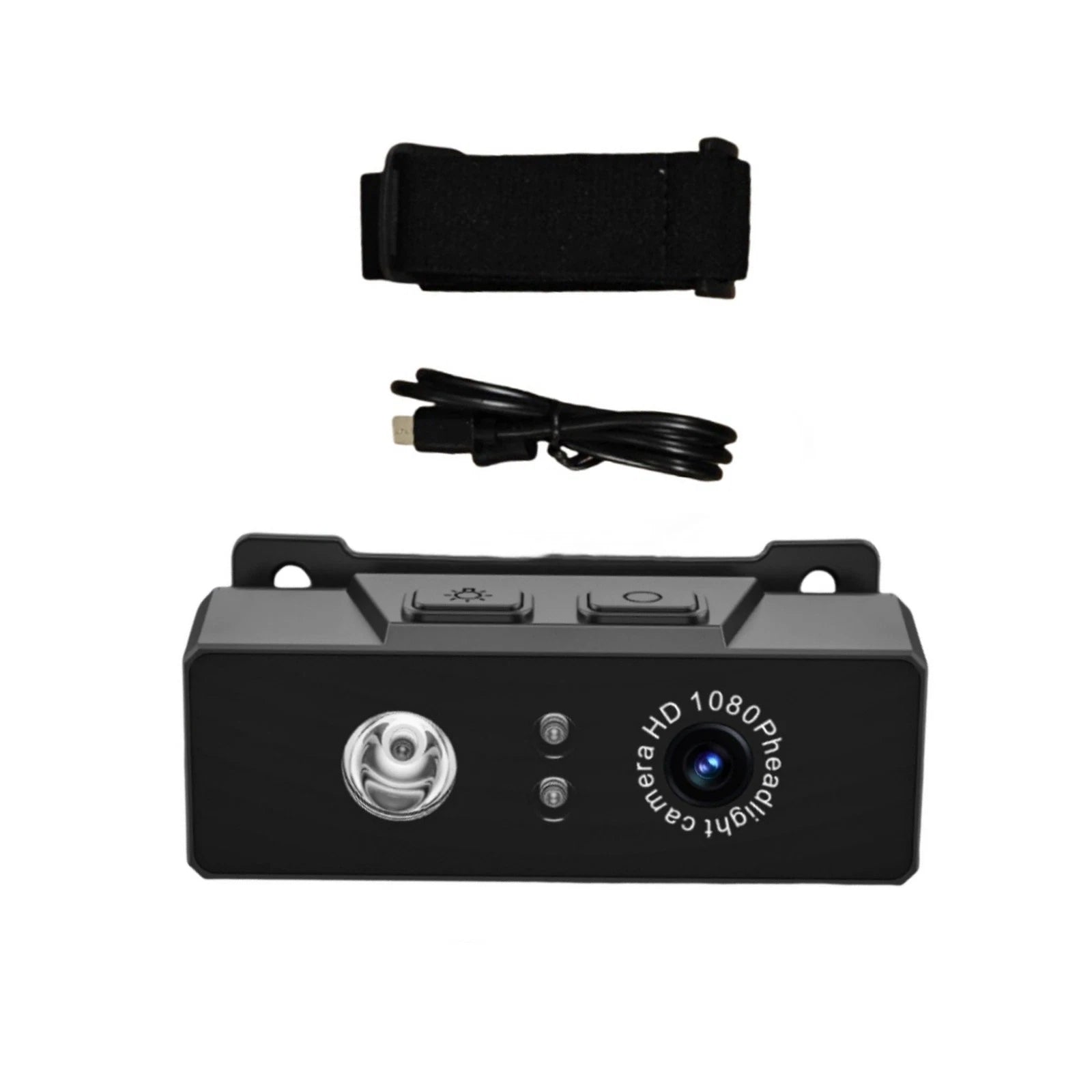 2 In 1 Head-mounted Action Camera 1080p Hd Outdoor Camcorder W/ Led