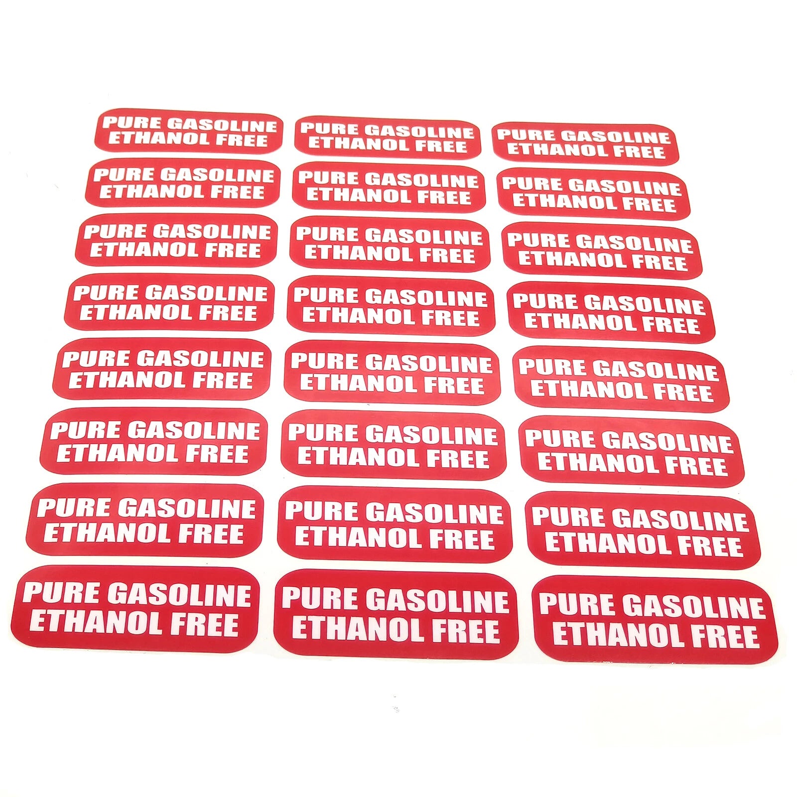 24x Pure Gasoline Ethanol Free Stickers for Vehicle, Vinyl Decal/Label