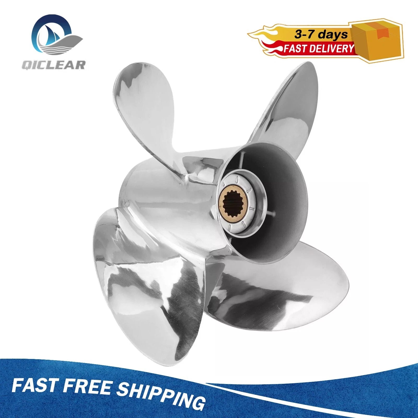 17 Outboard Boat Propeller 15 Spline Fit Yamaha 50-130 Hp, 4 Blades