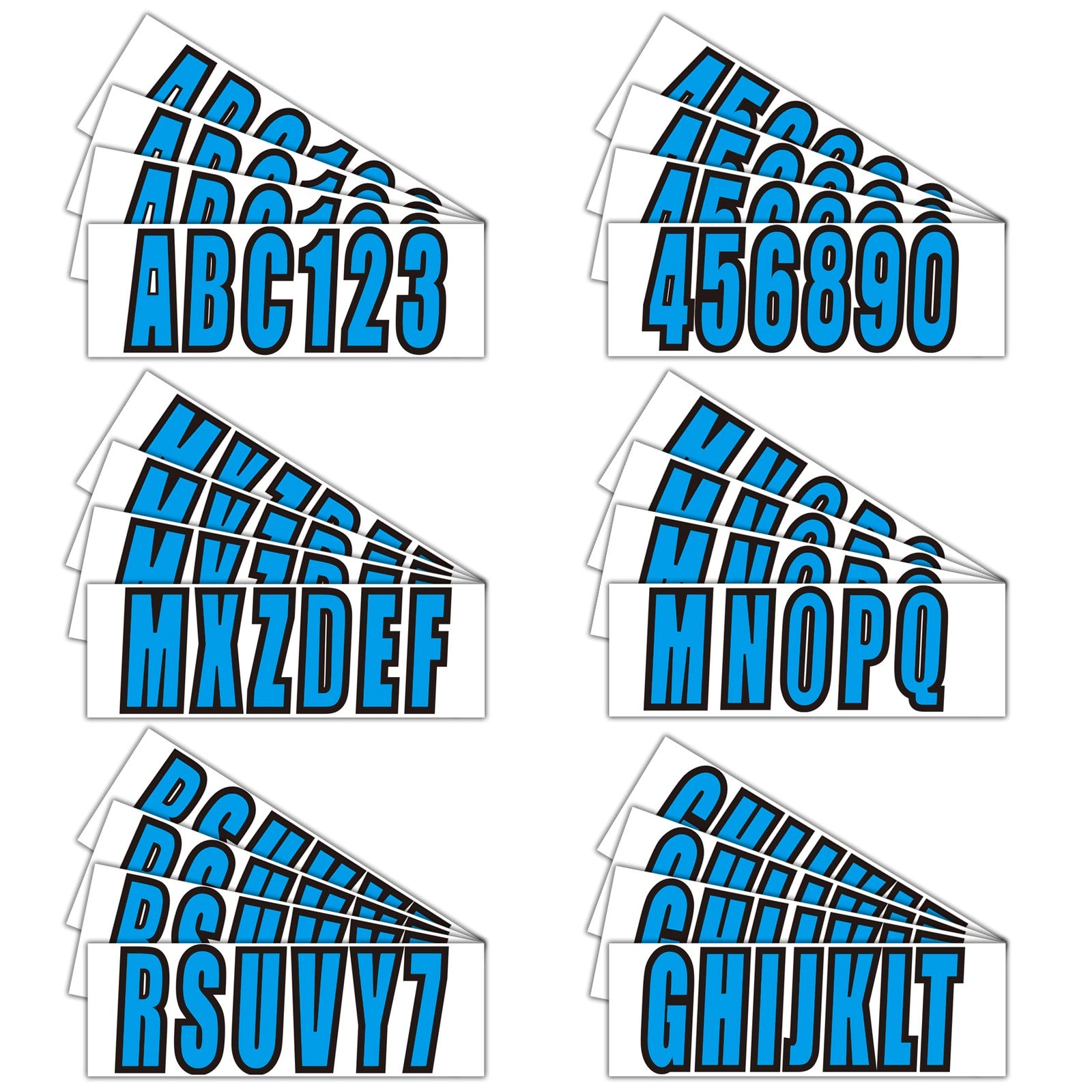 Blue Boat Registration Numbers & Letters Vinyl Decals