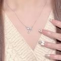 Womens Opal Bow Tassel Necklace Fashion Design