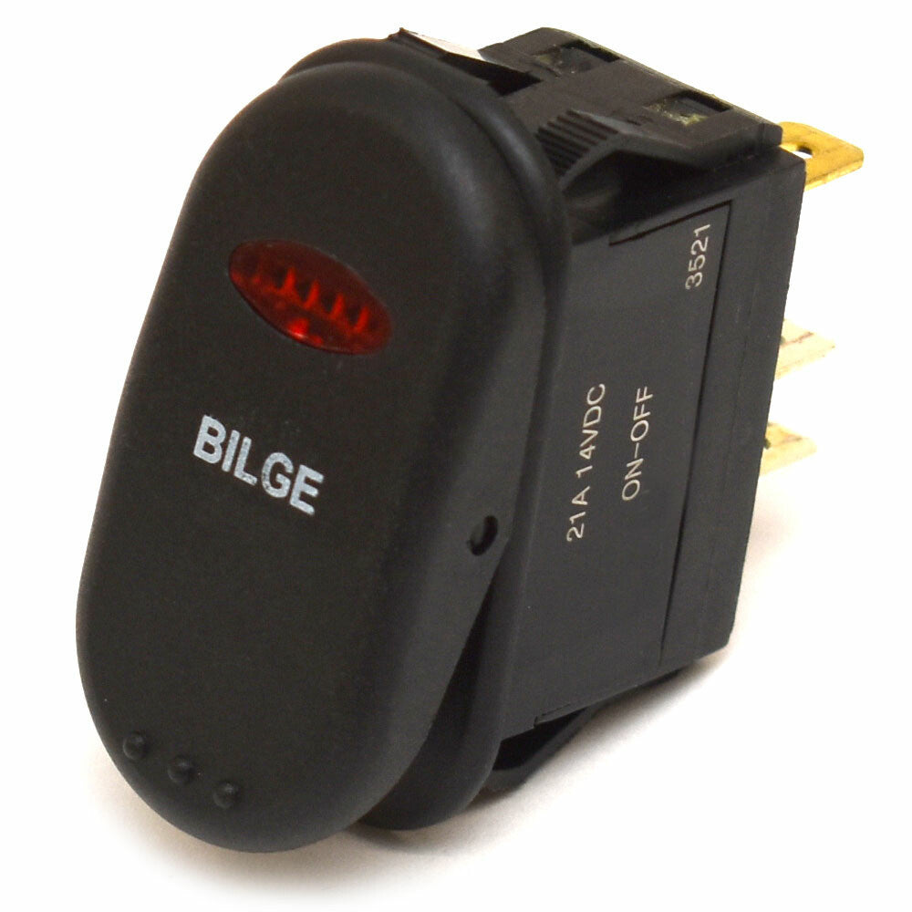 On/Off Boat Rocker Switch | Bilge 3 Spade 21 Amp 14 Volt LightedOpens 