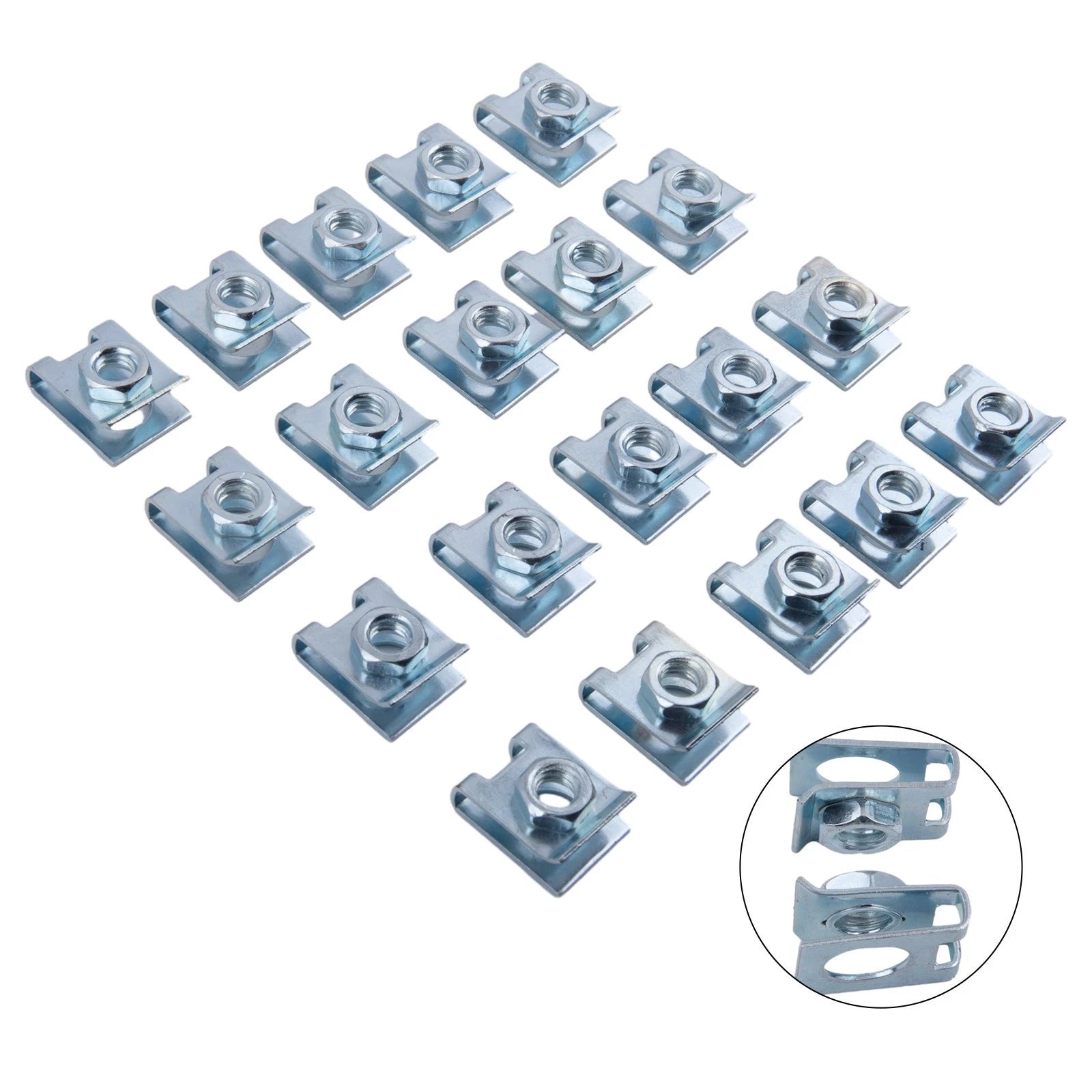 20set Sliver Car License Plate Fastener Buckle Metal Screw 6mm Nut