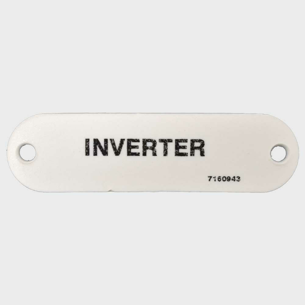Boat Inverter Label Carver 2 3/4 x 3/4 Inch White by Carver