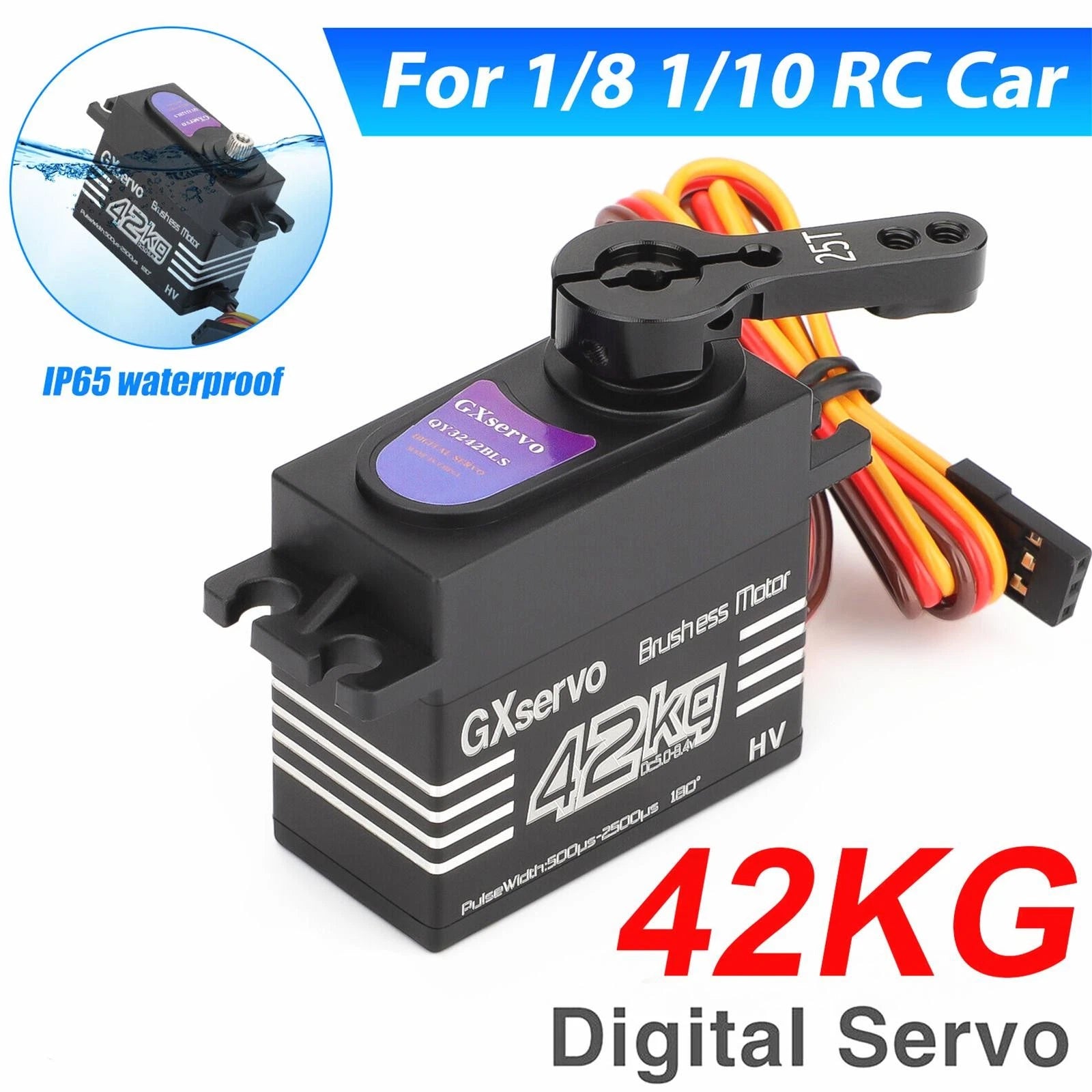 42kg High Torque Digital Servo Motor Metal Gear Steering 180° For Rc