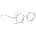 Silver Titanium Retro 45mm Spectacle Glasses Round Eyeglass Frames