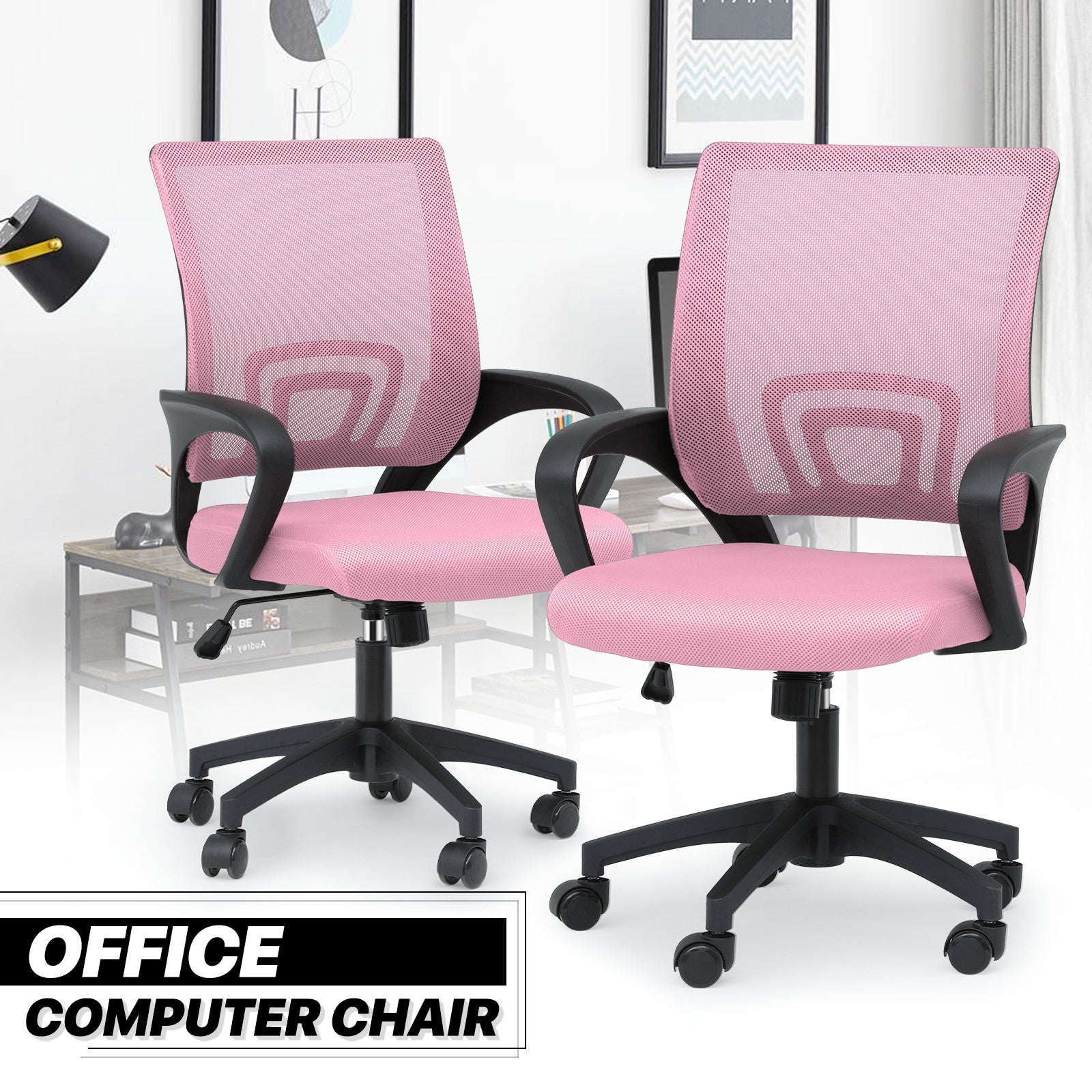 2Pc Adjustable Height Swivel Computer Home Office Ergon