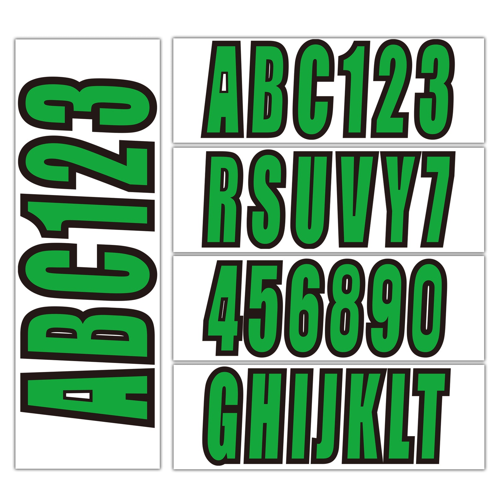 Green Alpha-Numeric Registration Identification Numbers Stickers Decals for Boat
