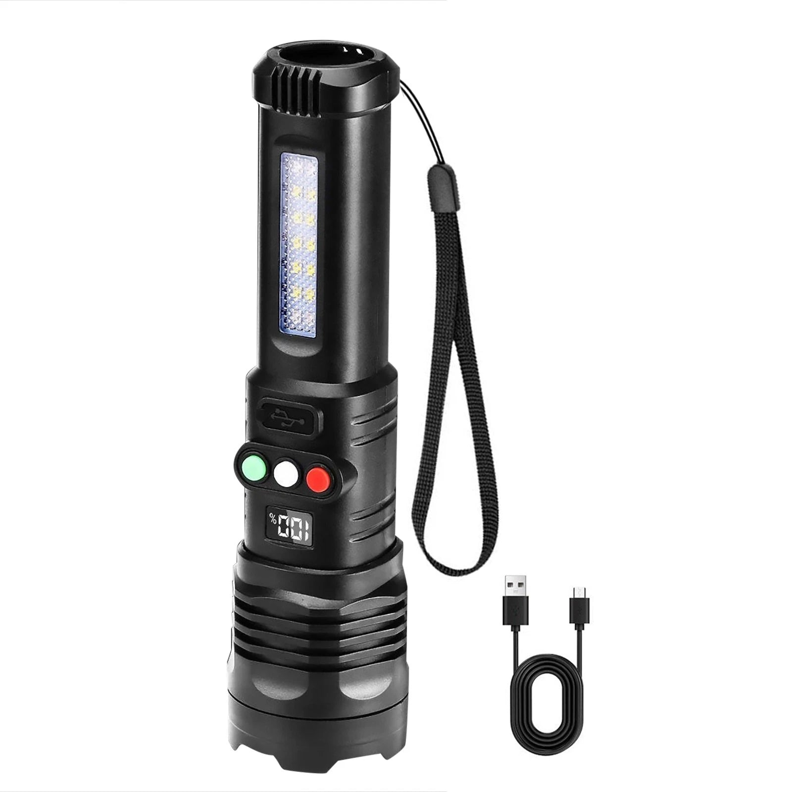 Multi Color Led Flashlight Rechargeable 1200mah Zoomable For Camping