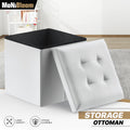 15" White Folding Storage Ottoman Foot Rest Stool Bench