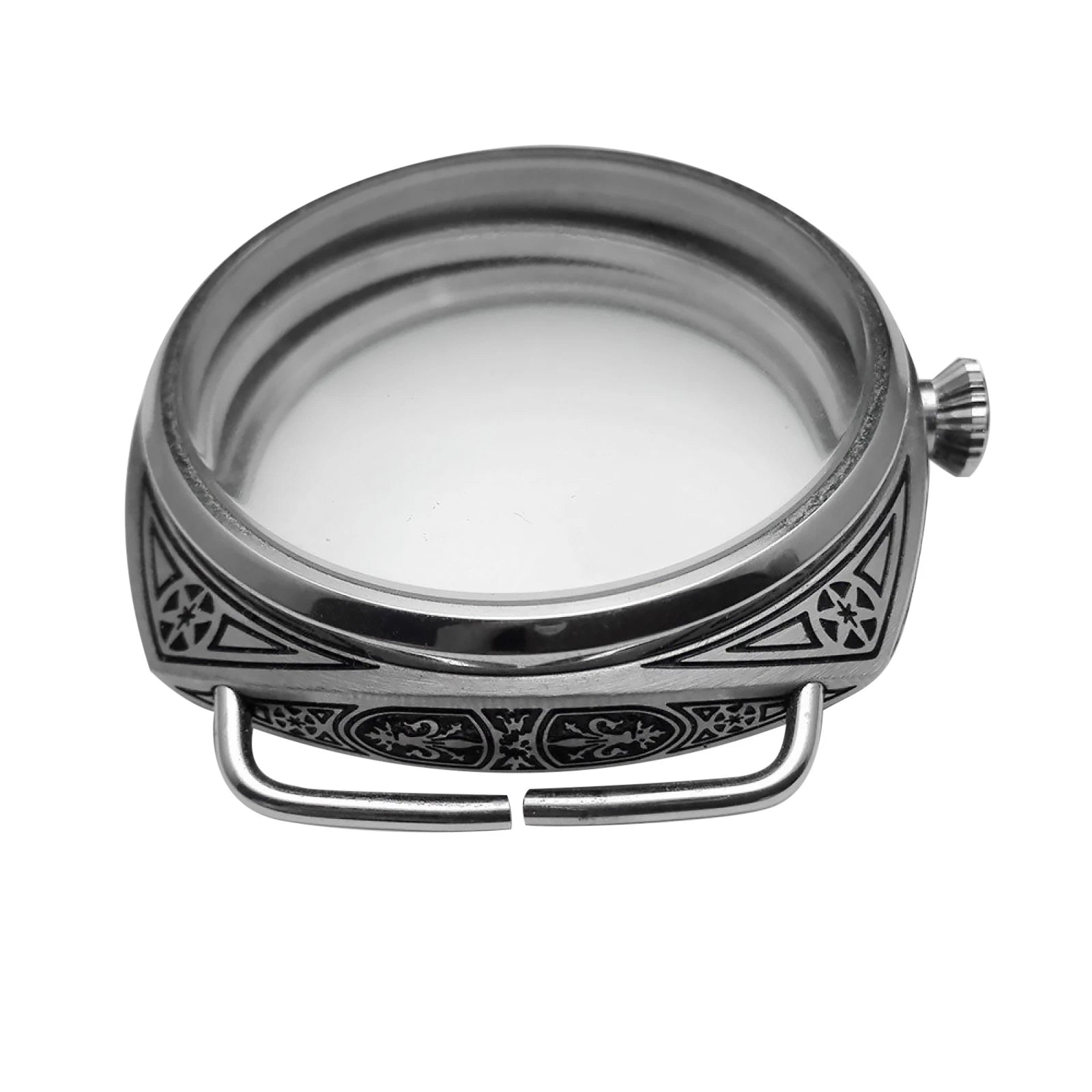 47mm Stainless Black Carving Glass Case For Eta 6497 6498 Seagull