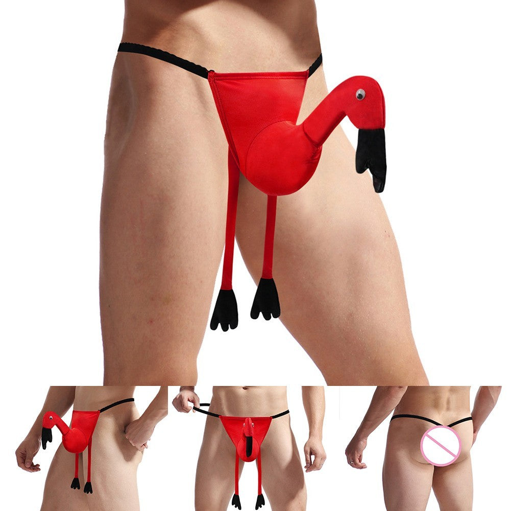 Mens String Thong with Crane Print