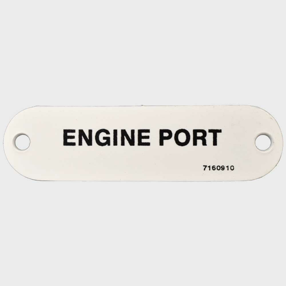Marquis Boat Label Tag Engine Port White Plastic by Marquis