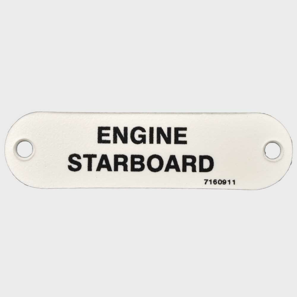 Boat Label Tag Engine Starboard White Plastic by Marquis