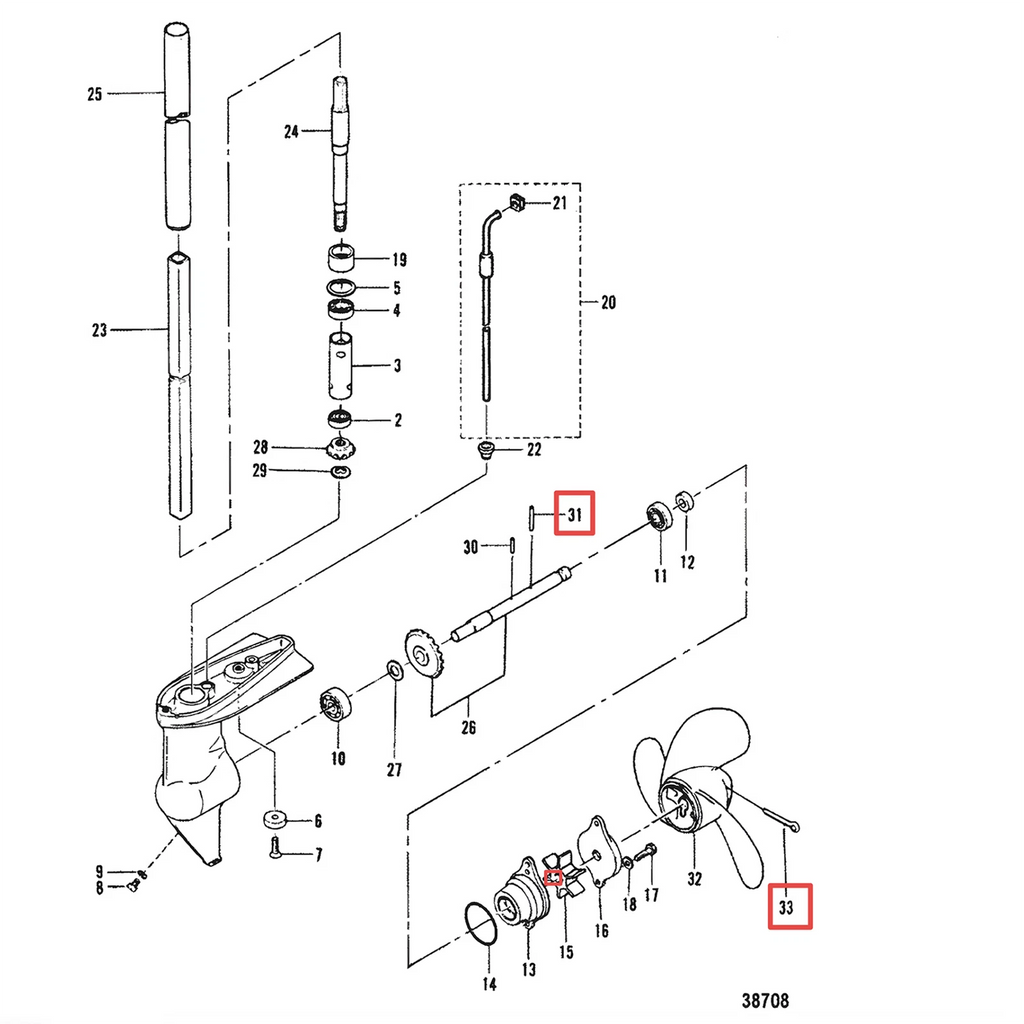 Prop Shear Pin & Cotter Pin Kit for Mercury Mariner 2.2-3.3HP