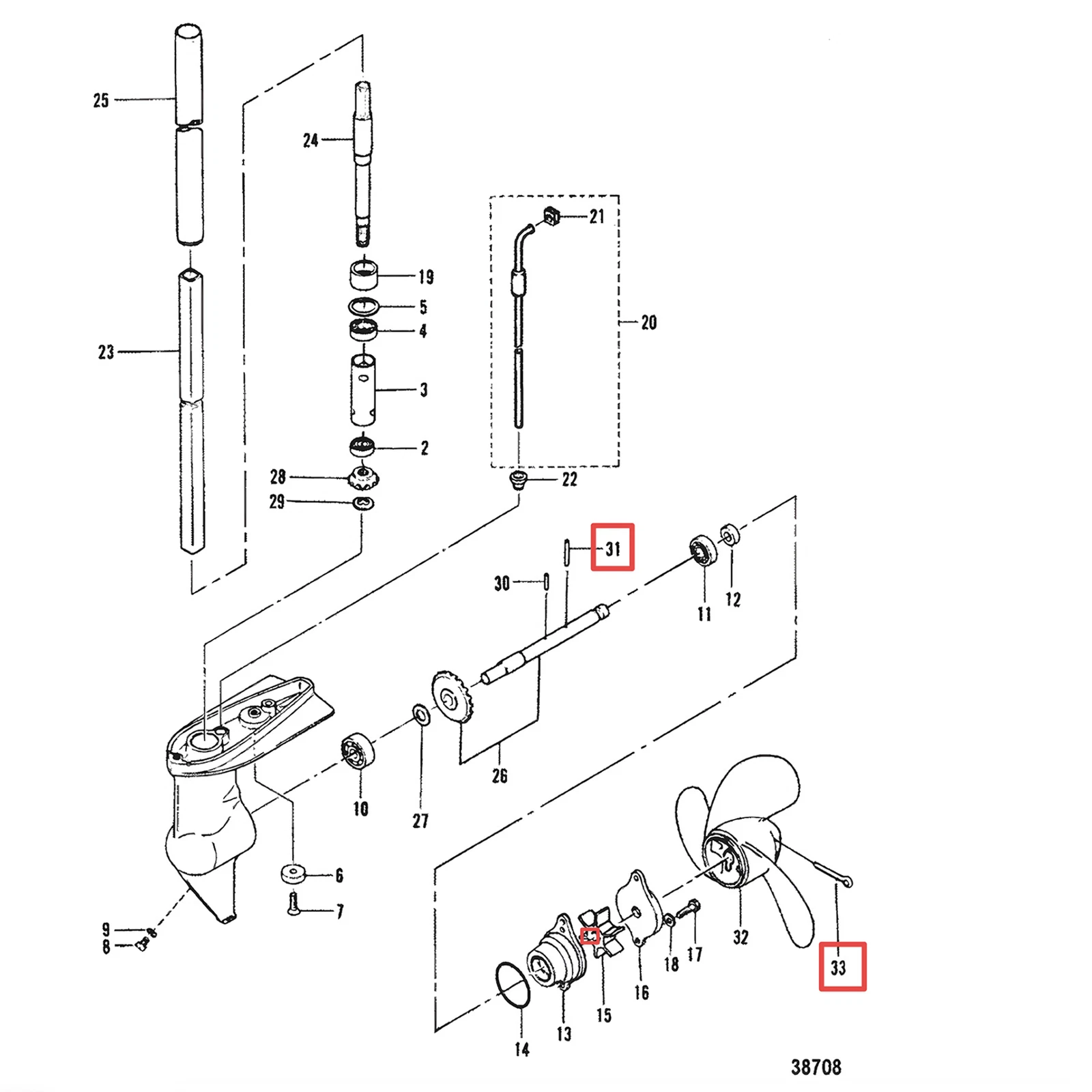 Prop Shear Pin & Cotter Pin Kit for Mercury Mariner 2.2-3.3HP