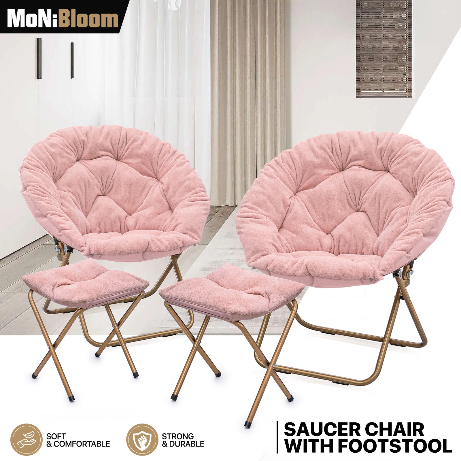 Foldable Saucer Chair - Set of 2