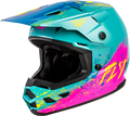 Fly Racing Youth Kinetic Drip Off-road Helmet Turquoise Pink Yellow