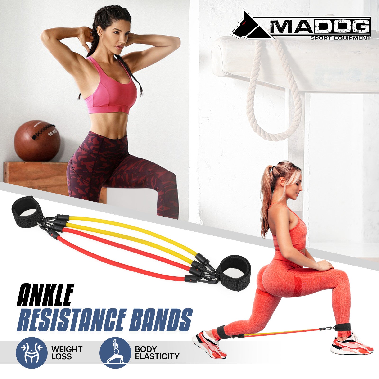 Fitness Resistance Bands with Ankle Straps