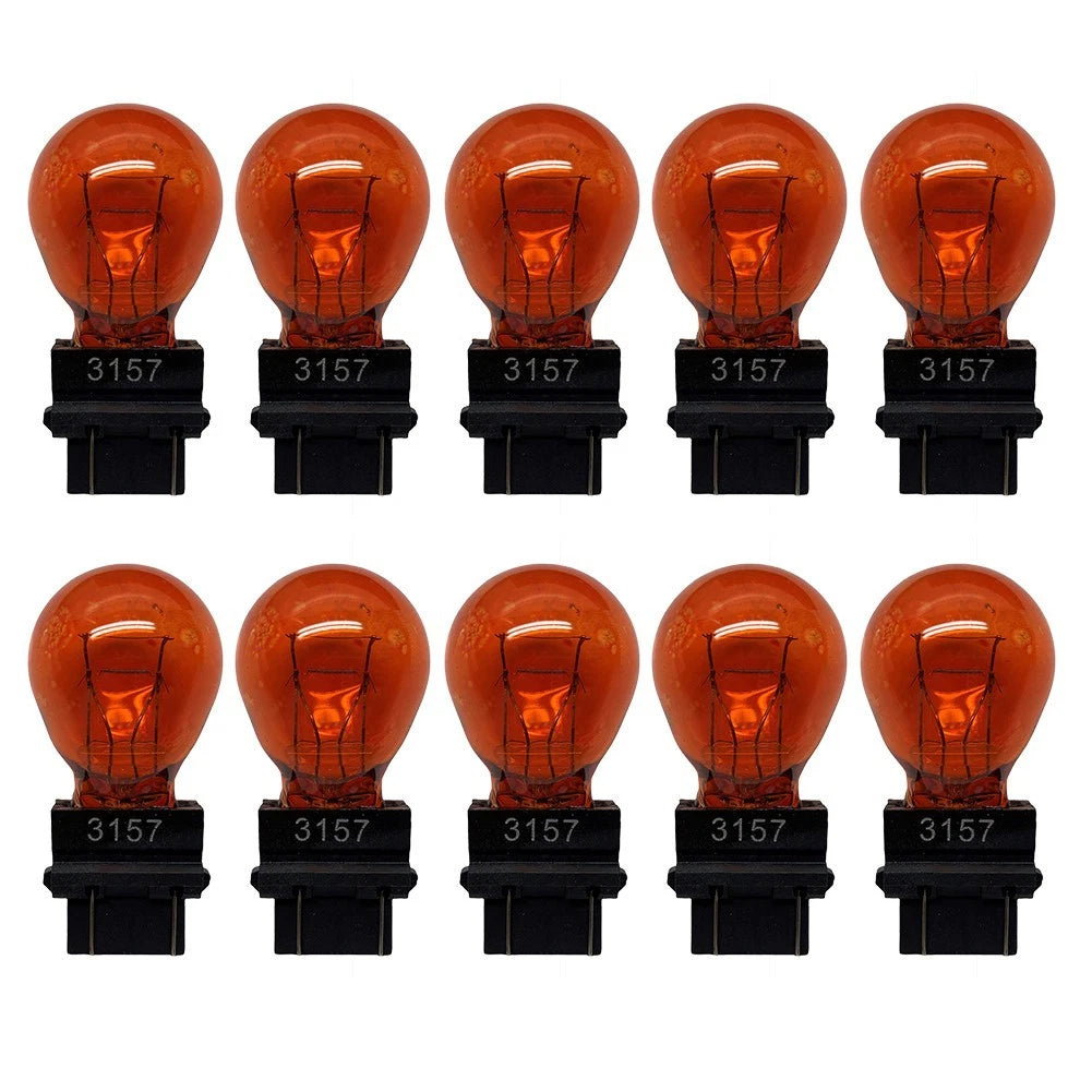 10 Pack Replacement 3157 Clear /Amber Tail Signal Brake Light Bulbs