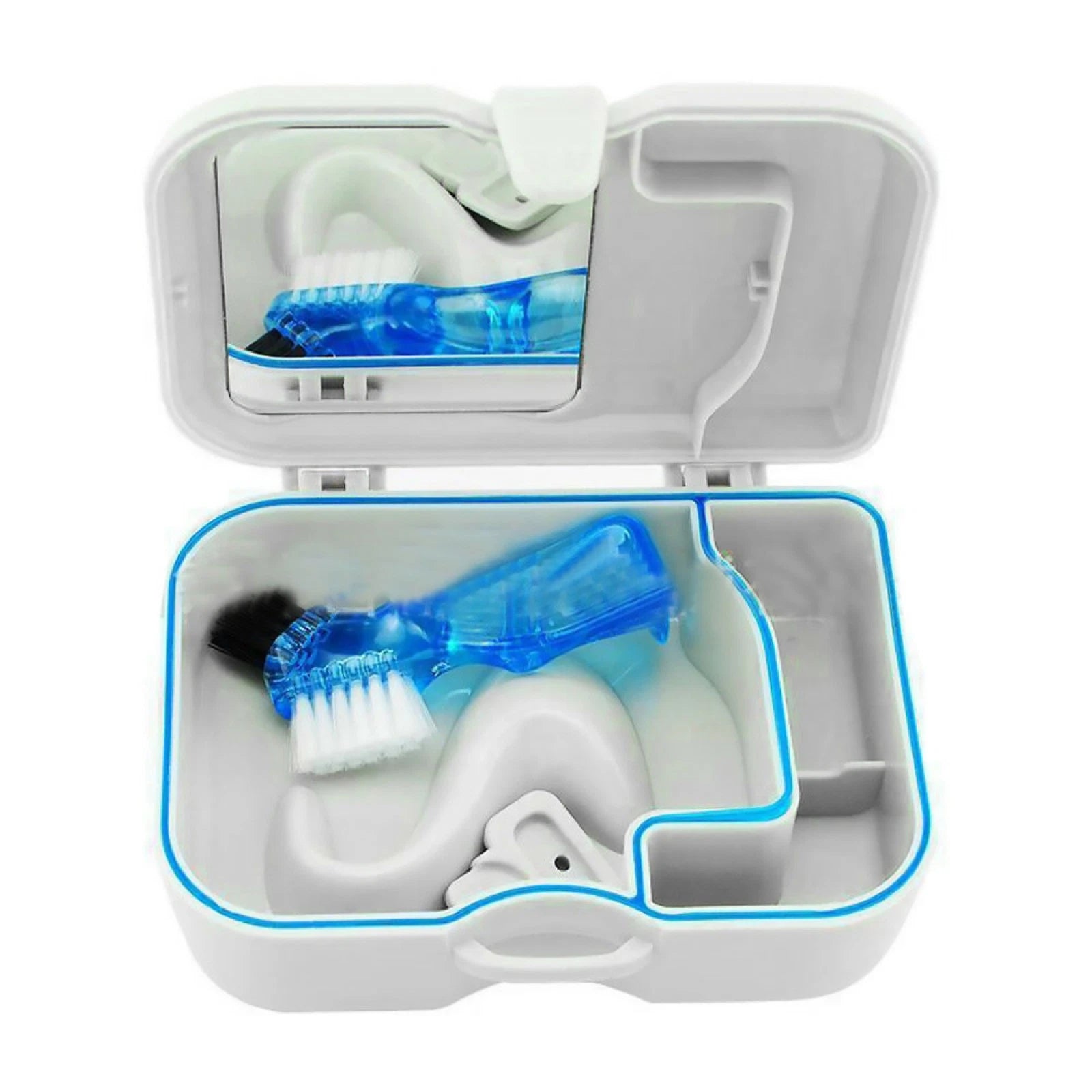 Portable Dental Denture Storage Box False Teeth Case Container With