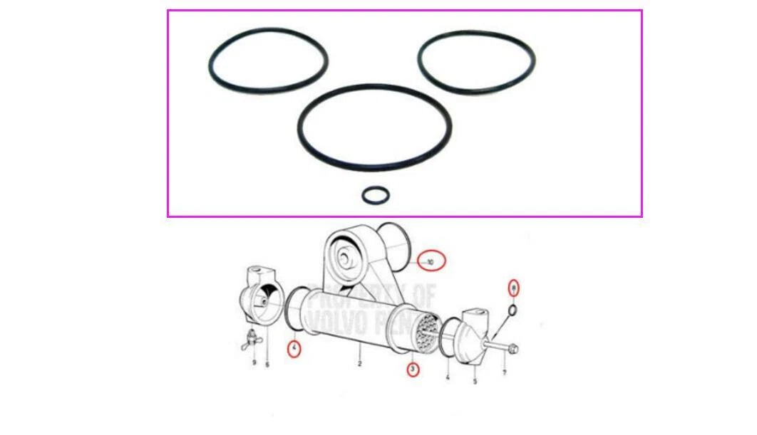 Volvo Penta Aq120-aq171 Oil Cooler Re-seal Kit 2-925092 - 1-925255 -