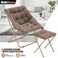 Folding Soft Faux Fur Saucer Chair with Ottoman