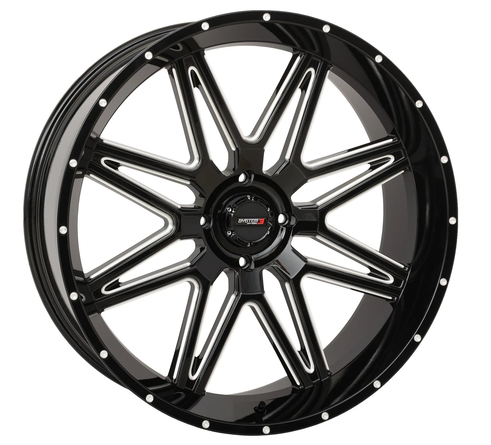 System 3 St7 Wheel 24x9 5+4 (0mm) 4/137 Gloss Black Milled For Atv/utv