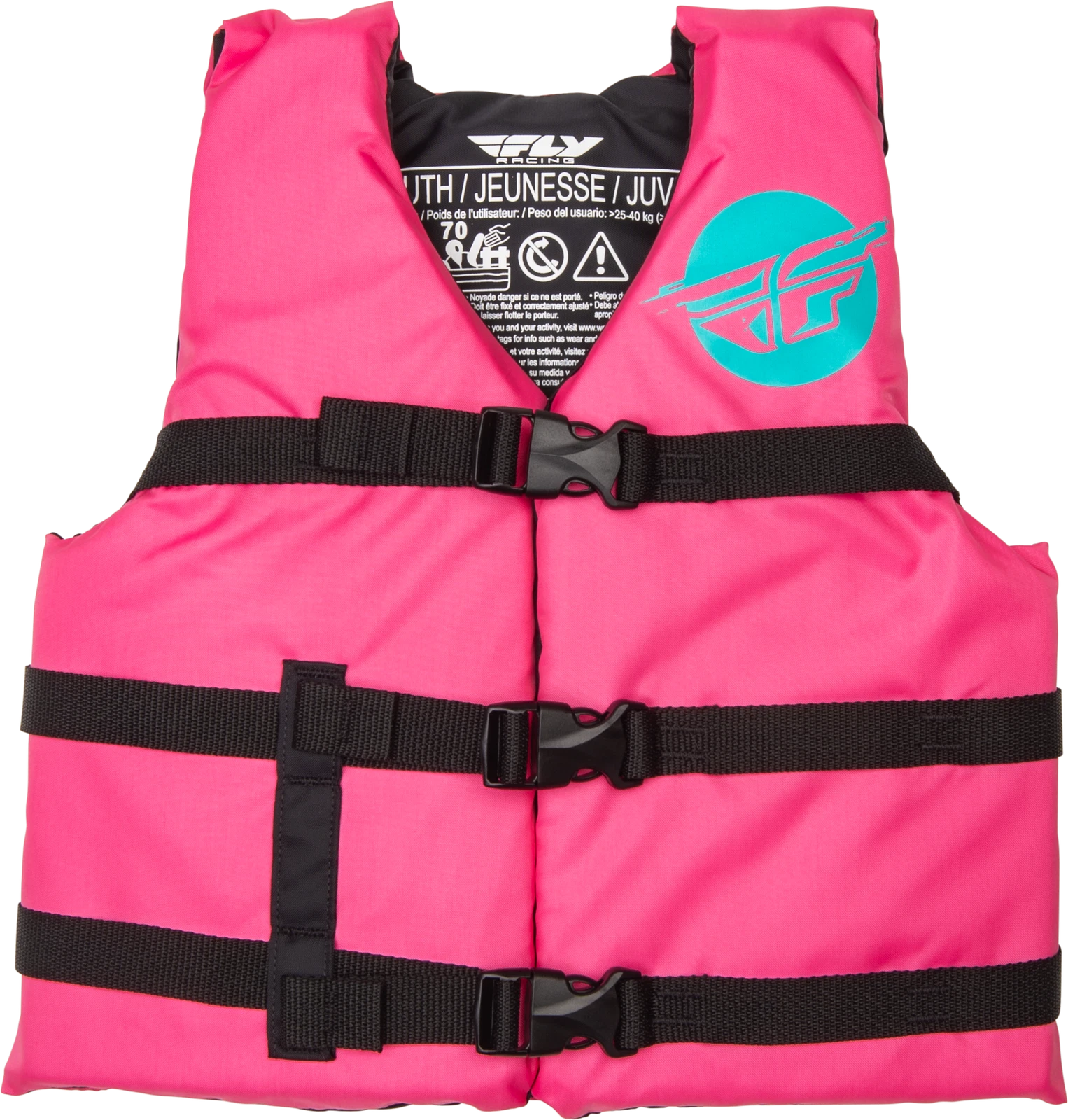 Fly Racing Youth Flotation Vest Neon Pink/teal - Coast Guard Approved