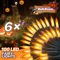 6 Pcs Plug In Halloween 100 LED String Fairy Light Rain