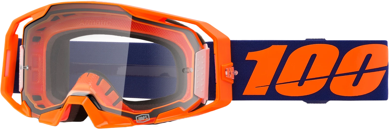 100 Percent Armatic Goggle Neon Orange Clear Lens Offroad Mx Goggles