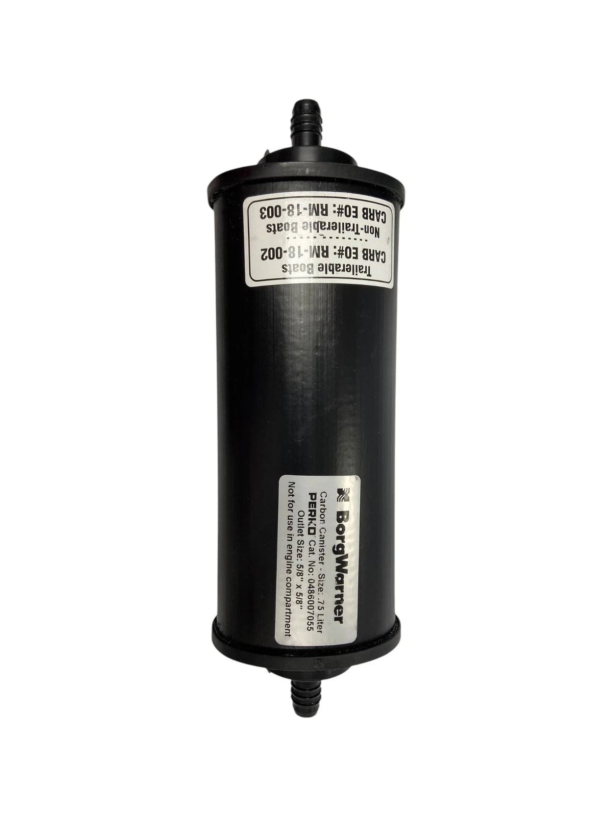 Perko Carbon Canister .75 L, 5/8" X 5/8" Vent (No Mounting Nor