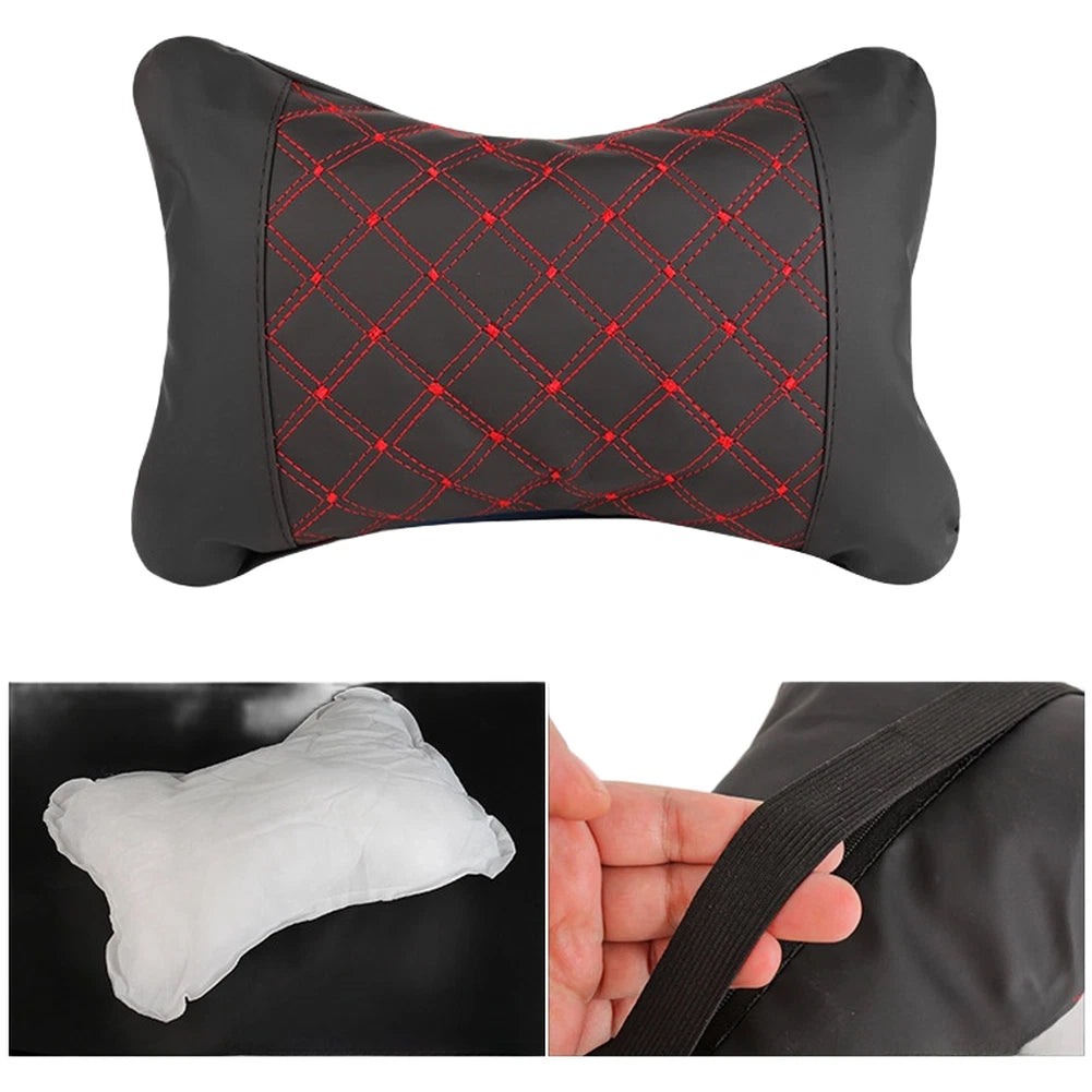 Adjustable Car Headrest Pillow With Frosted Leather And Breathable Pp