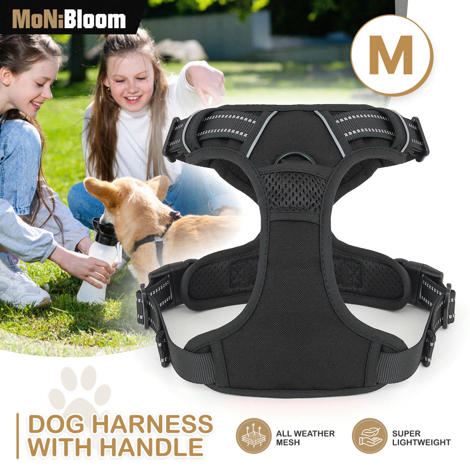 Adjustable Reflective Dog Harness for Medium Dogs