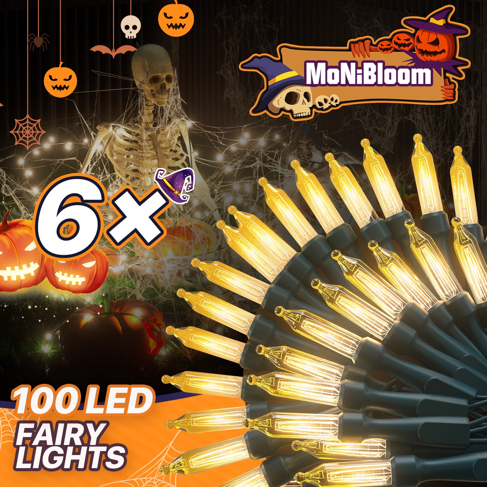 6 Pack 100 LED Plug-In String Fairy Lights