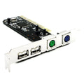 Keyboard Mouse Adapter Card Pci To 2x Ps2 Ps/2 + 2x Usb 2.0 Port For