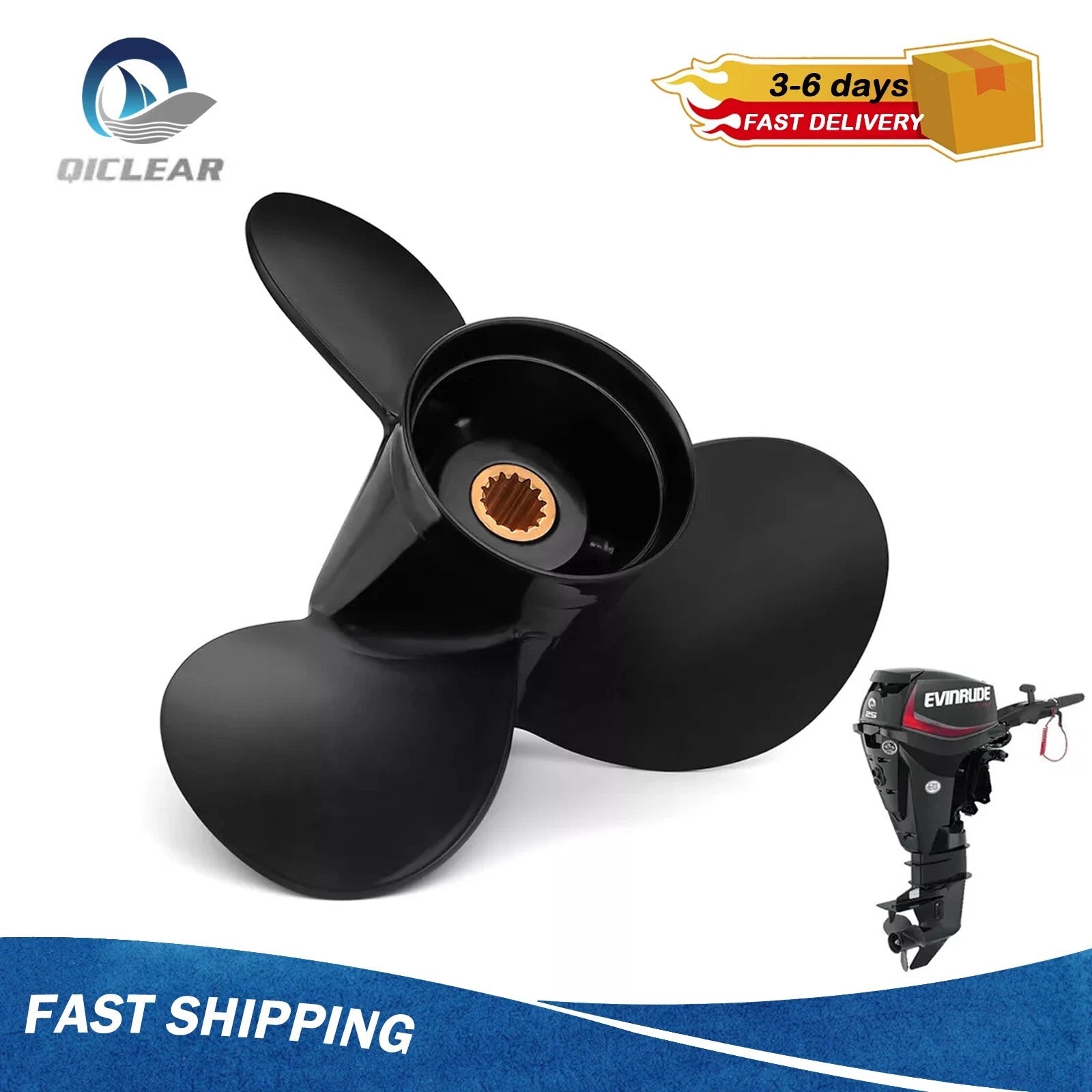 Prop 9 1/4 X 10 Aluminum Boat Propeller For Evinrude Engines 8-15hp