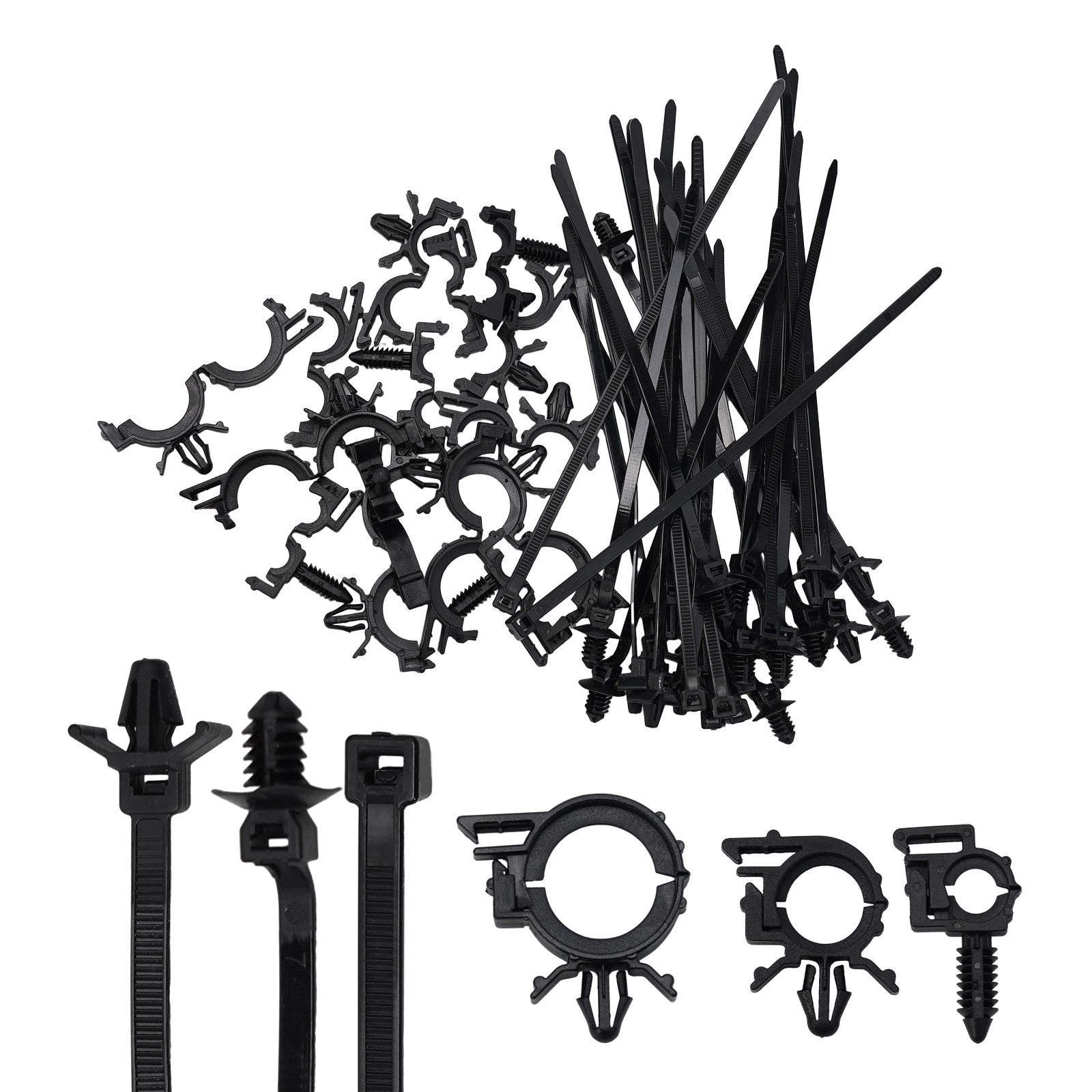 Complete Car Wiring Kit 45piece Push Mount Cable Zip Ties &Amp; Wire