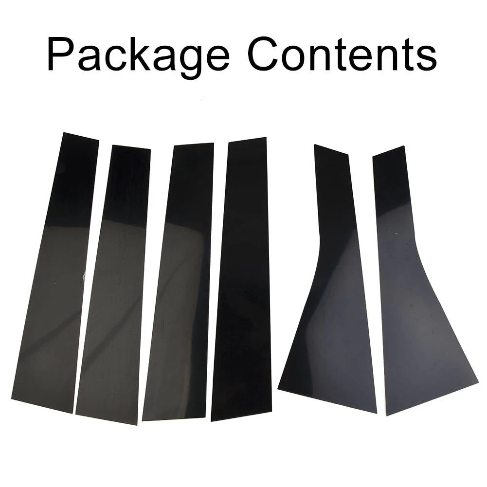 Post Side Trim Pillar Stickers Left &Amp; Right 6 Pcs Black Piano